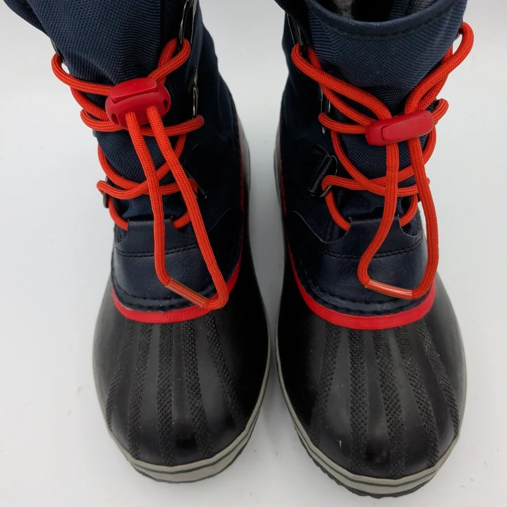 Sorel Yoot Pac Nylon Kids Waterproof Snow Boots Navy Blue Red Size 6 NY1879-464